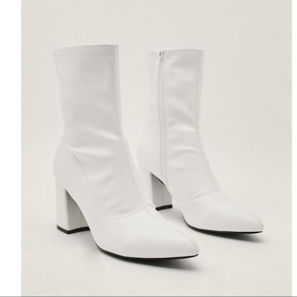 NWT white leather booties